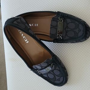 COACH Charcoal Grey Monogram Driving Moccasins 7